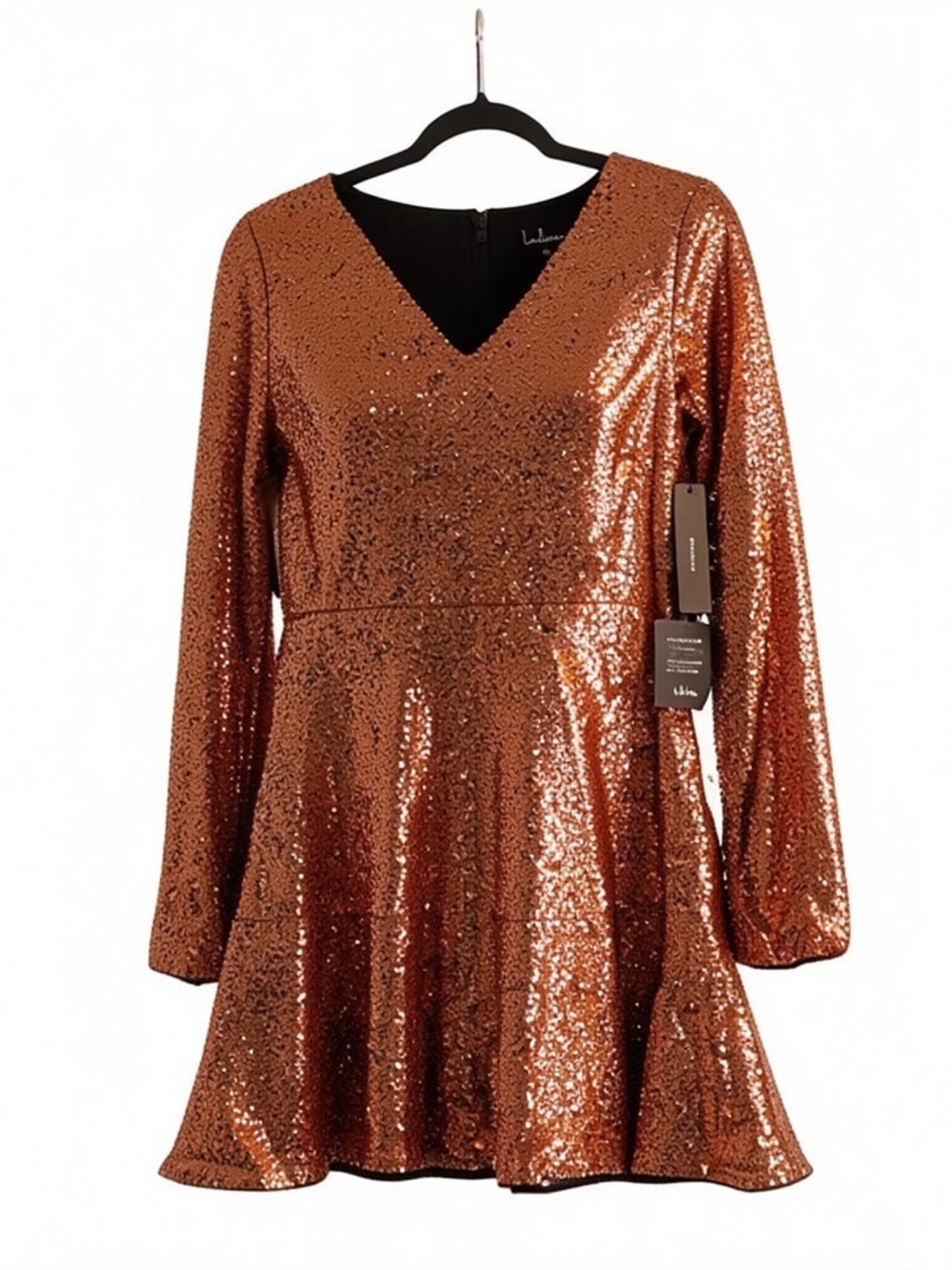 NWT LuLu’s rose gold sequin skater dress